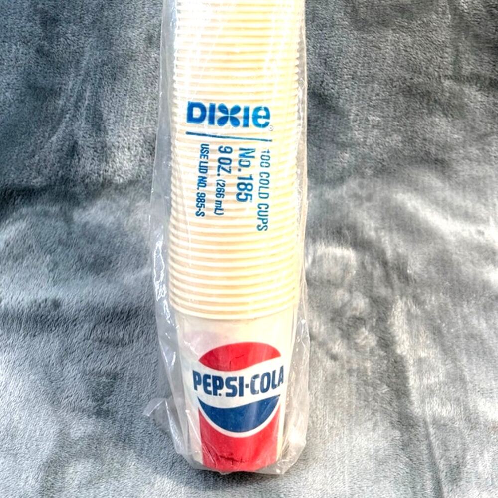 Vintage Pepsi Cola Dixie Cold Paper Cups 9oz 100ct NOS Sealed Retro Collectibles